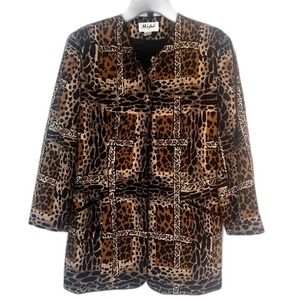 Misho‎ 100% Silk Mixed Print Animal Bold Maximal Long Sleeve Lined Jacket Size 8